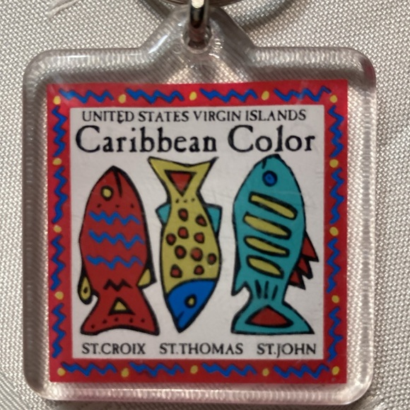 NWOT US VIRGIN islands key chain shows fish from St. Croix, Thomas, John. $14 - Picture 2 of 4